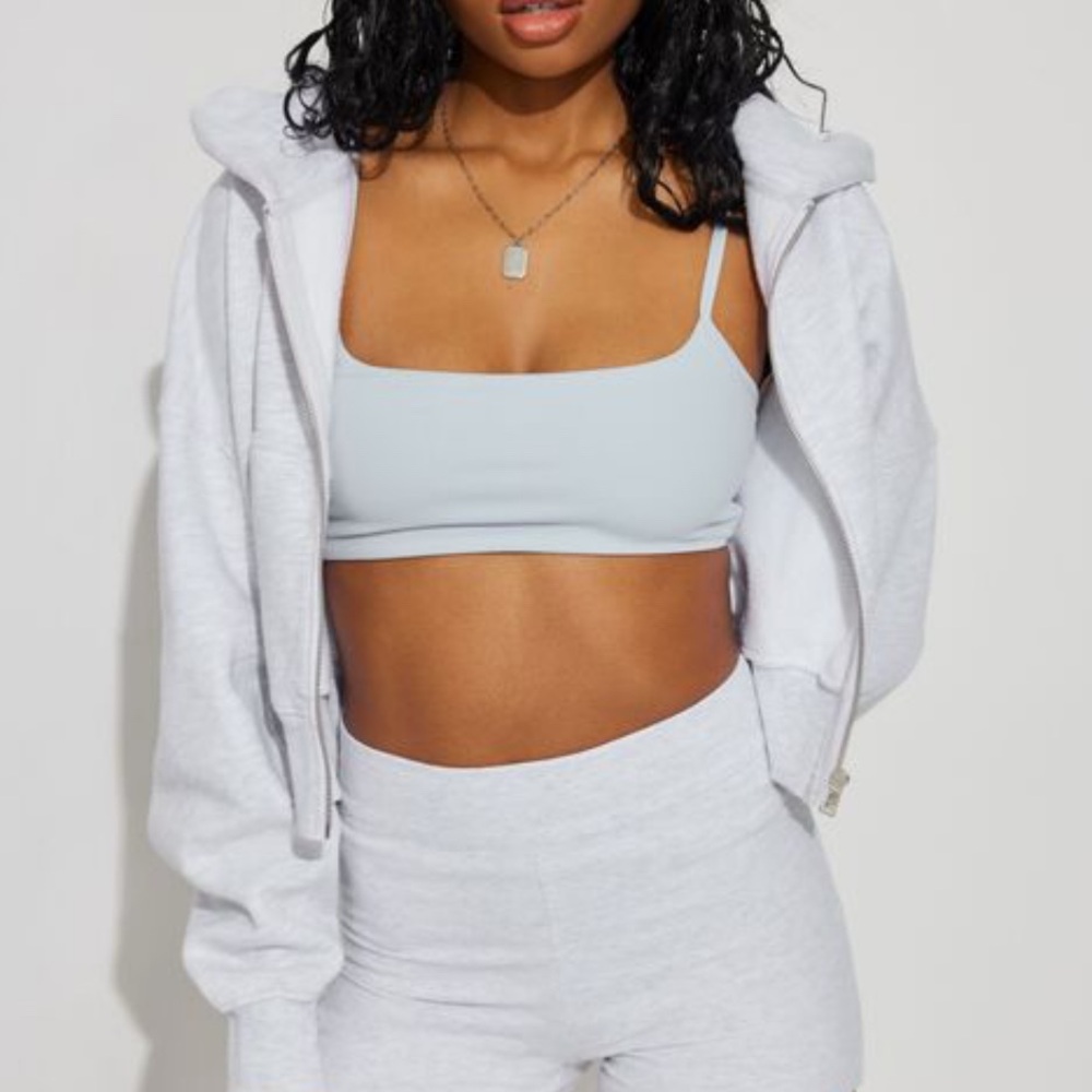 Garage Light Gray Cocoon Zipper Hoodie Cropped